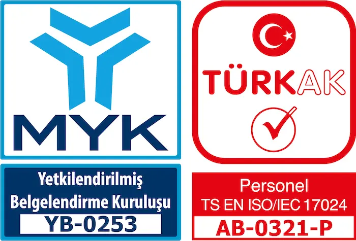 MYK yetkilendirmesi ve TÜRKAK akreditasyon işaretleri